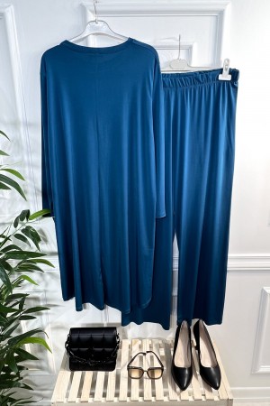 Firuze Full Esnek Likralı Taş ve İncili İkili Takım-Petrol Firuze Full Esnek Likralı Taş ve İncili İkili Takım-Petrol