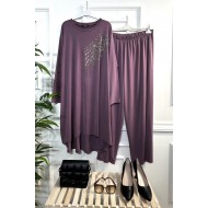 Firuze Full Esnek Likralı Taş ve İncili İkili Takım-Gül 