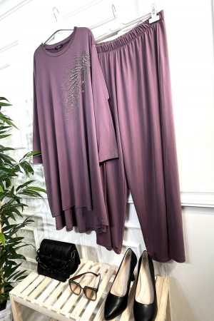 Firuze Full Esnek Likralı Taş ve İncili İkili Takım-Gül Firuze Full Esnek Likralı Taş ve İncili İkili Takım-Gül