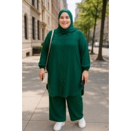 Majeste Önü Pileli Ayrobin İkili Takım - Zümrüt Majeste Önü Pileli Ayrobin İkili Takım - Zümrüt