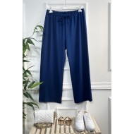 Feray Bağcıklı Full Esnek Fitilli Penye Pantolon - İndigo