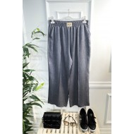 Cansu Sofya Keten Armalı Bol Paça Pantolon-Gri Cansu Sofya Keten Armalı Bol Paça Pantolon-Gri