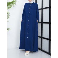 Nilperi Düğmeli  Ayrobin  Ferace - İndigo