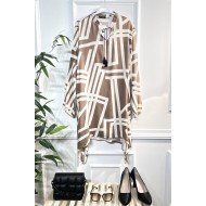 Ahenk Bağcıklı Pamuk Viskon Tunik - Vizon Krem Lazer