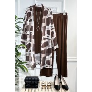 Zarafet Şifon Sandy Üçlü Takım-Kolye Hediyeli-Kahve Geometrik Zarafet Şifon Sandy Üçlü Takım-Kolye Hediyeli-Kahve Geometrik