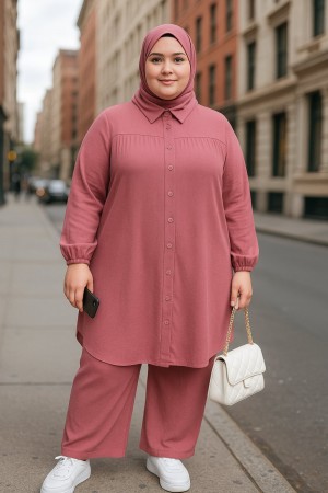 Majeste Önü Pileli Ayrobin İkili Takım - Gül Majeste Önü Pileli Ayrobin İkili Takım - Gül