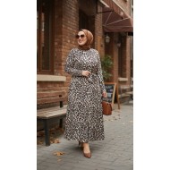 Adel Full Esnek Likralı Leopar Desenli Elbise-Leopar Adel Full Esnek Likralı Leopar Desenli Elbise-Leopar