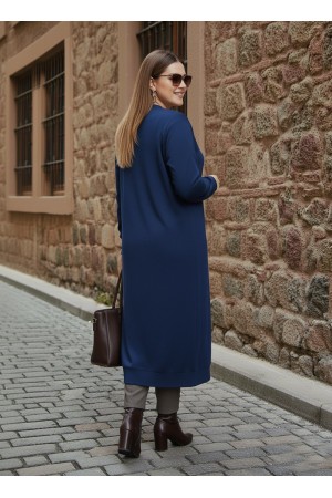 Miranda Düğmeli Full Esnek Likralı Hırka - İndigo