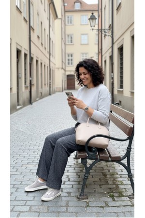 Dilan Bol Paça Beli Lastikli Yumuşak Kaşe Pantolon-Siyah Karyağdı