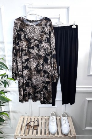 Alev Full Esnek Likralı Penye Viskon İkili Takım-Siyah Kahve Yaprak Alev Full Esnek Likralı Penye Viskon İkili Takım-Siyah Kahve Yaprak