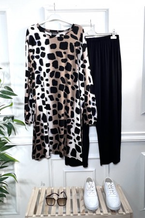 Alev Full Esnek Likralı Penye Viskon İkili Takım-Siyah Kahve Leopar Alev Full Esnek Likralı Penye Viskon İkili Takım-Siyah Kahve Leopar