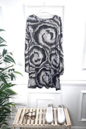 Kıvılcım Full Likralı Penye Viskon Tunik-Siyah Taş Duvar