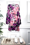 Kıvılcım Full Likralı Penye Viskon Tunik -Nar Fuşya Çiçek