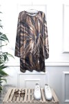 Kıvılcım Full Likralı Penye Viskon Tunik -Kahve Füme Dalga