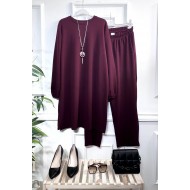 Defne Full Esnek Likralı İkili Takım-Kolye Hediyeli-Vişne