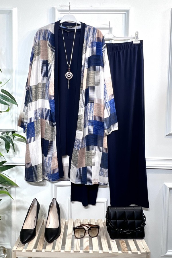 Alya Şifon Sandy Üçlü Takım-KOLYE HEDİYELİ-Lacivert Sıvama Duvar Alya Şifon Sandy Üçlü Takım-KOLYE HEDİYELİ-Lacivert Sıvama Duvar