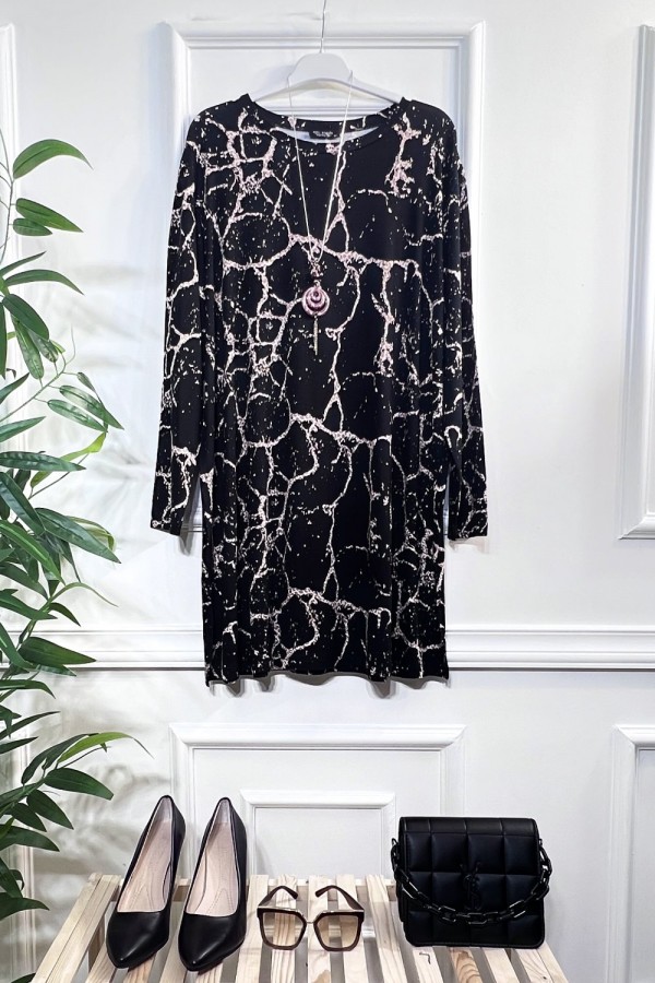 Kıvılcım Full Likralı Penye Viskon Tunik -Cam Kırığı