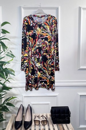 Kıvılcım Full Likralı Penye Viskon Tunik -Renkli Boya 