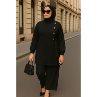 Kruvaze Yandan Bağlamalı Ayrobin Takım - Siyah Kruvaze Yandan Bağlamalı Ayrobin Takım - Siyah