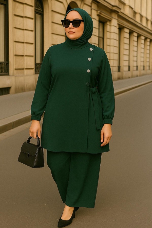 Kruvaze Yandan Bağlamalı Ayrobin Takım - Zümrüt Kruvaze Yandan Bağlamalı Ayrobin Takım - Zümrüt