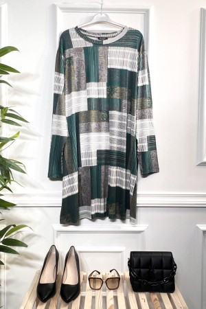 Kıvılcım Full Likralı Penye Viskon Tunik -Yeşil Tuğla Kıvılcım Full Likralı Penye Viskon Tunik -Yeşil Tuğla