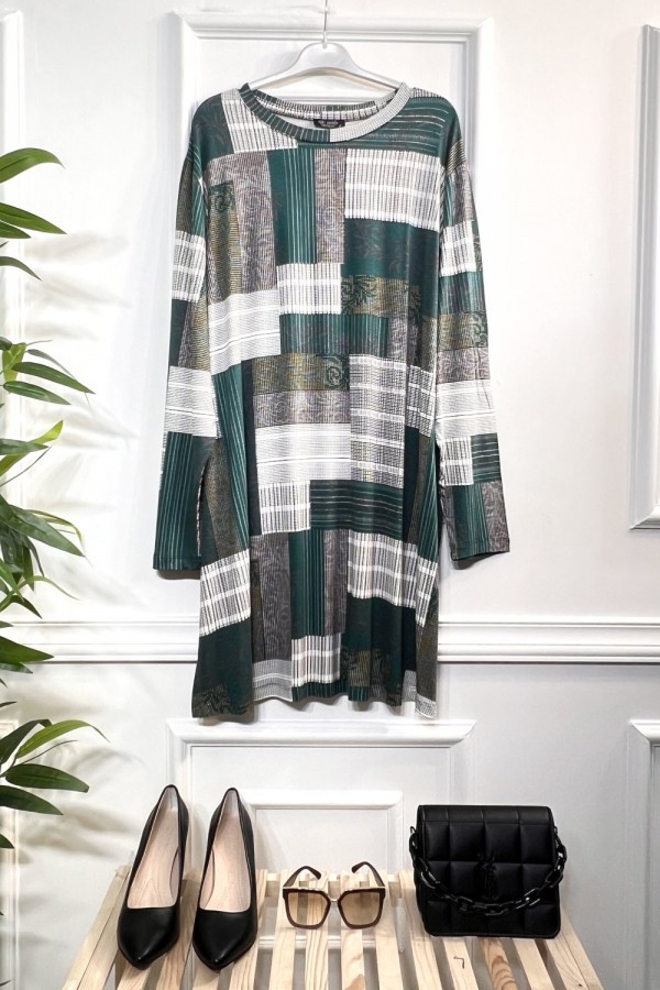 Kıvılcım Full Likralı Penye Viskon Tunik -Yeşil Tuğla Kıvılcım Full Likralı Penye Viskon Tunik -Yeşil Tuğla