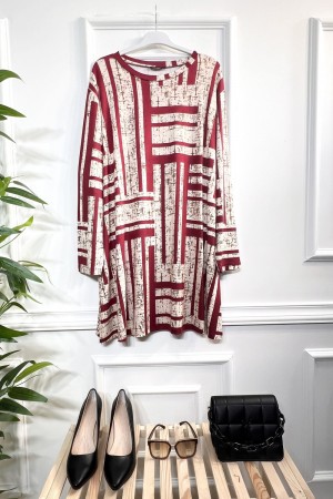 Kıvılcım Full Likralı Penye Viskon Tunik -Bordo Tetris Kıvılcım Full Likralı Penye Viskon Tunik -Bordo Tetris