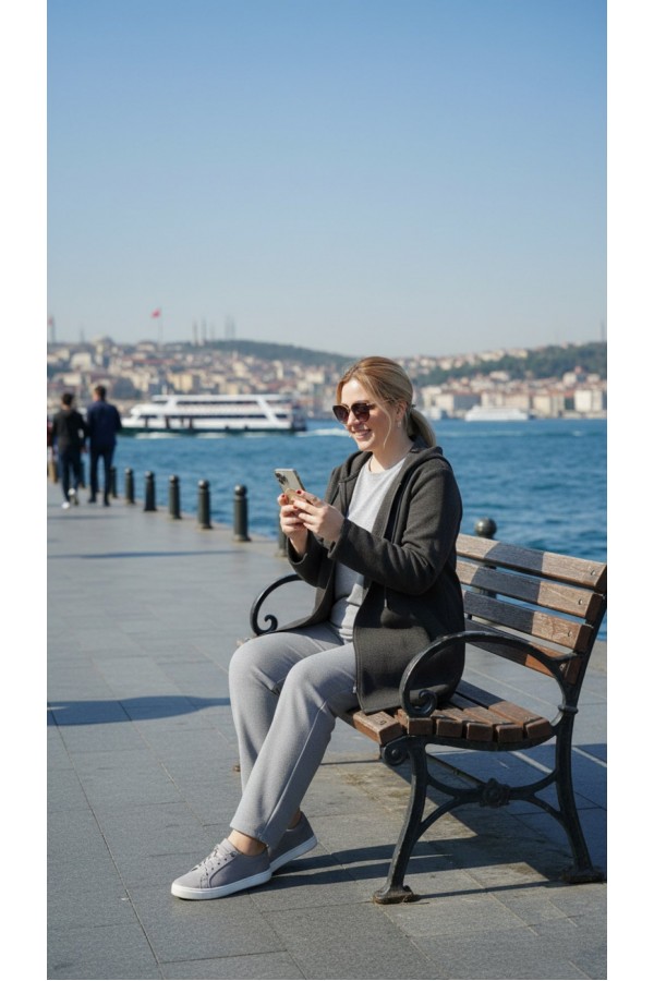 Parla Kapüşonlu Fermuarlı Kısa Polar Ceket- Antrasit