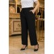 Elmas Beli Lastikli Bol Paça Pantolon- Siyah