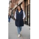 Ayça Kapüşonlu Uzun Polar Yelek - Lacivert