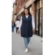 Ayça Kapüşonlu Uzun Polar Yelek - Lacivert