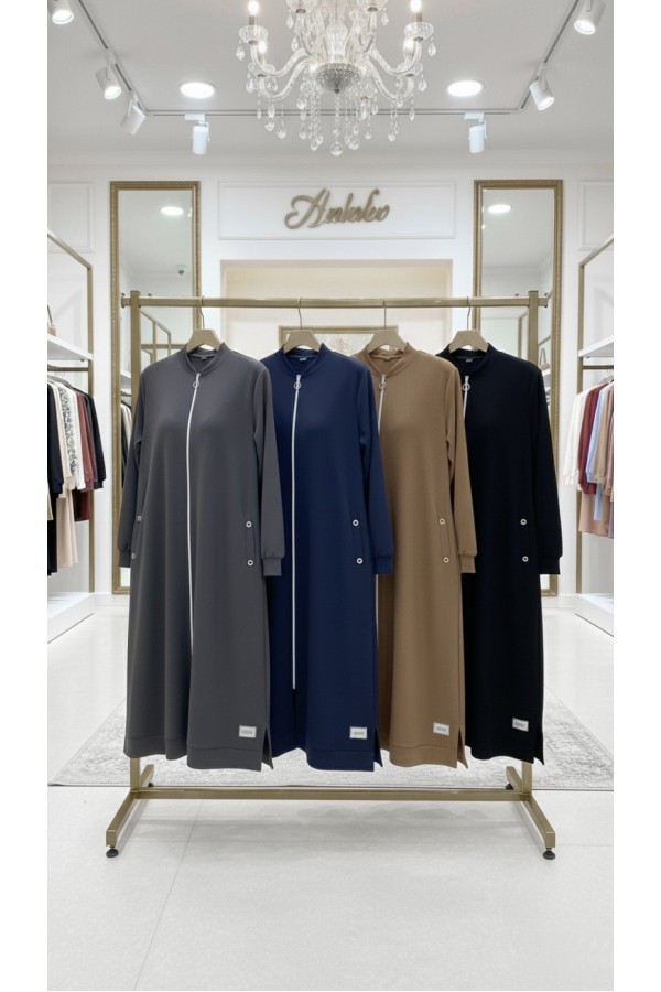 Kumsal İki İplik Kuşgözü Detaylı Kap - Kahverengi