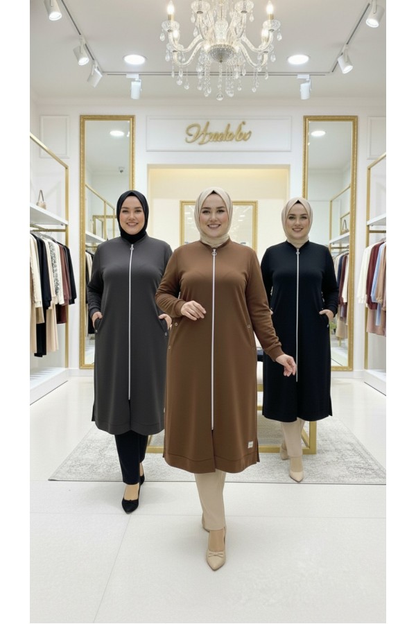 Kumsal İki İplik Kuşgözü Detaylı Kap - Antrasit