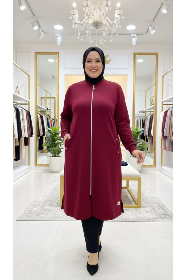 Kumsal İki İplik Kuşgözü Detaylı Kap - Bordo