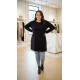 Ahu Oyşo İki İplik Penye Tunik - Siyah 