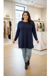 Ahu Oyşo İki İplik Penye Tunik - Lacivert