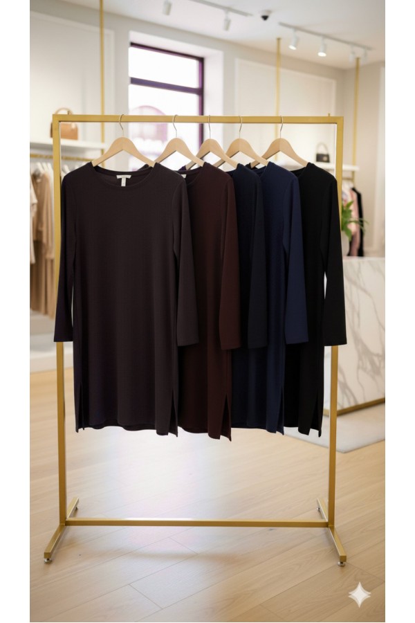 Ahu Oyşo İki İplik Penye Tunik - Lacivert