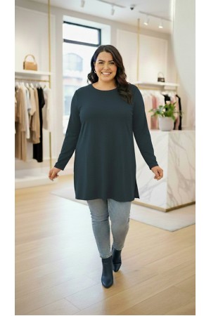 Ahu Oyşo İki İplik Penye Tunik - Antrasit