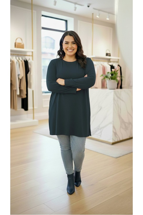 Ahu Oyşo İki İplik Penye Tunik - Antrasit