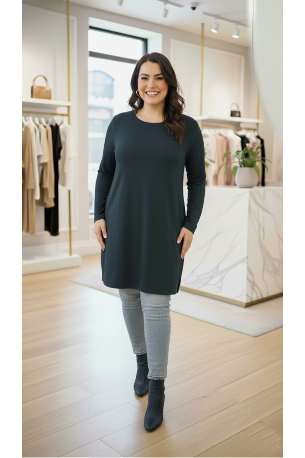 Ahu Oyşo İki İplik Penye Tunik - Antrasit