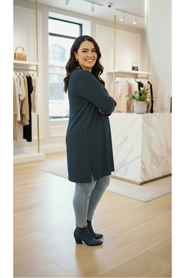 Ahu Oyşo İki İplik Penye Tunik - Antrasit
