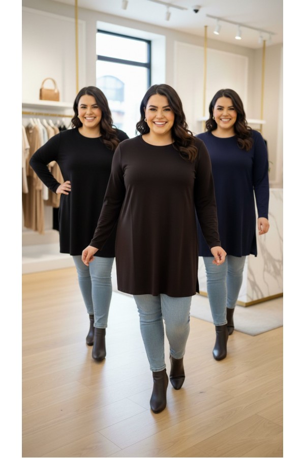 Ahu Oyşo İki İplik Penye Tunik - Antrasit