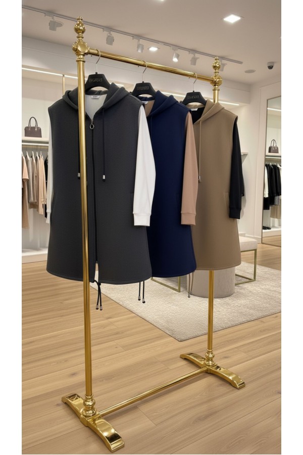 Yeliz Kapüşonlu Kısa Polar Yelek - Antrasit Yeliz Kapüşonlu Kısa Polar Yelek - Antrasit