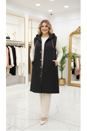 Türkan Kapüşonu Çıkabilir Kapitone Yelek - Siyah Türkan Kapüşonu Çıkabilir Kapitone Yelek - Siyah