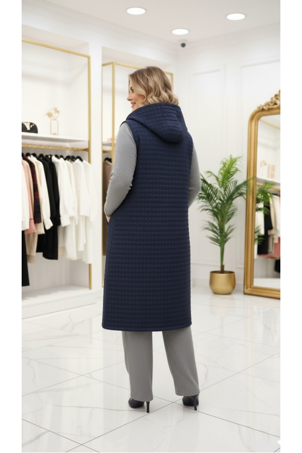 Türkan Kapüşonu Çıkabilir Kapitone Yelek - Lacivert Türkan Kapüşonu Çıkabilir Kapitone Yelek - Lacivert