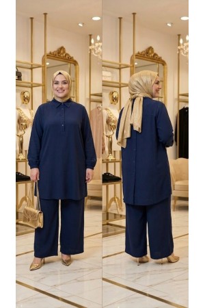 Ajda Düğmeli Modal Takım - Lacivert Ajda Düğmeli Modal Takım - Lacivert