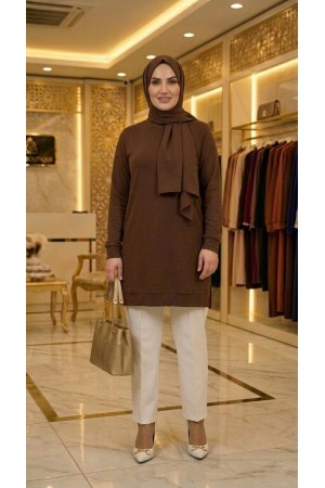 Şeyma Full Likralı Esnek Tunik - Açık Kahve Şeyma Full Likralı Esnek Tunik - Açık Kahve