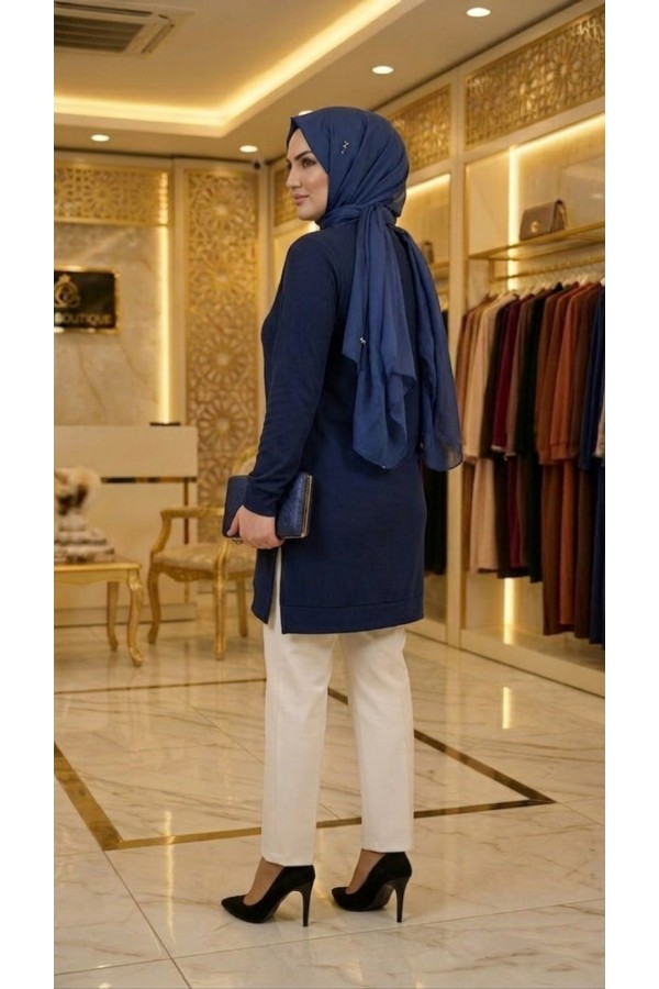 Şeyma Full Likralı Esnek Tunik - Lacivert