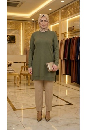 Şeyma Full Likralı Esnek Tunik - Haki Şeyma Full Likralı Esnek Tunik - Haki