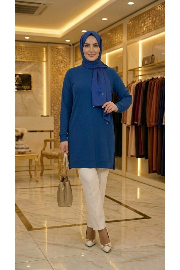 Şeyma Full Likralı Esnek Tunik - İndigo